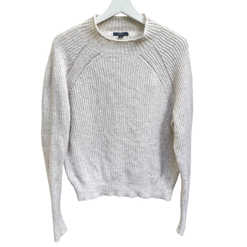 J. Crew Merino Wool Blend Rollneck Pullover Sweater Size Medium in Ivory